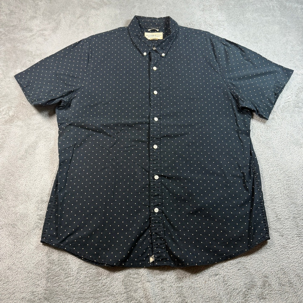 Denim & Supply Ralph Lauren Button Down Shirt Men XL Black Polka Dot SS